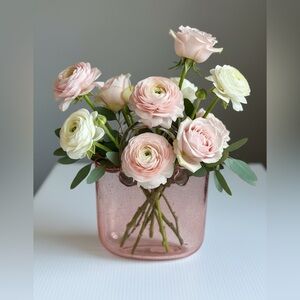 Elegant Vintage Art Glass Ice Bucket Bowl Handblown Floral Arrangement Vase New